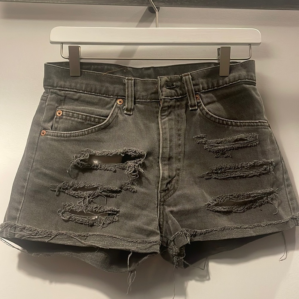 Levi Distressed Jean Shorts Gray 24